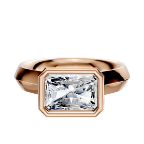 14K Rose Gold Bezel Full Bezel East/West Cathedral Knife Edge 4.0mm Engagement Ring