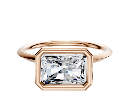 14K Rose Gold Bezel Full Bezel East/West Classic Knife Edge 1.5mm Engagement Ring
