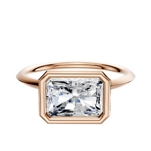 14K Rose Gold Bezel Full Bezel East/West Classic Knife Edge 1.5mm Engagement Ring