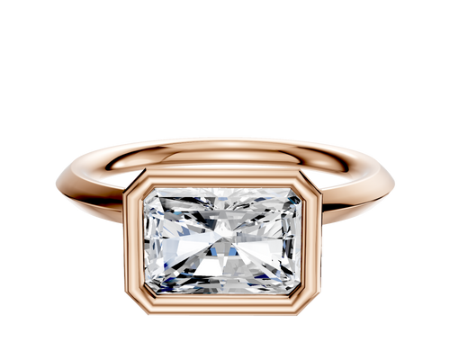 14K Rose Gold Bezel Full Bezel East/West Classic Knife Edge 2.0mm Engagement Ring