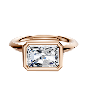 14K Rose Gold Bezel Full Bezel East/West Classic Knife Edge 2.0mm Engagement Ring
