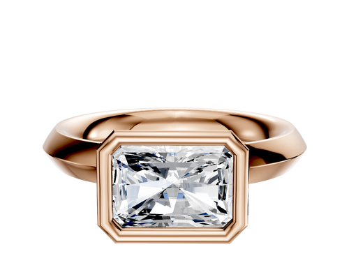 14K Rose Gold Bezel Full Bezel East/West Classic Knife Edge 3.0mm Engagement Ring