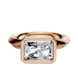 14K Rose Gold Bezel Full Bezel East/West Classic Knife Edge 3.0mm Engagement Ring