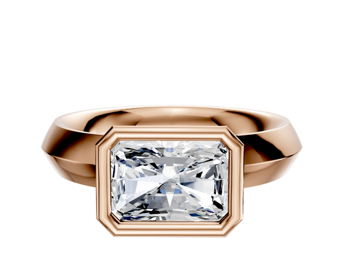 14K Rose Gold Bezel Full Bezel East/West Classic Knife Edge 4.0mm Engagement Ring