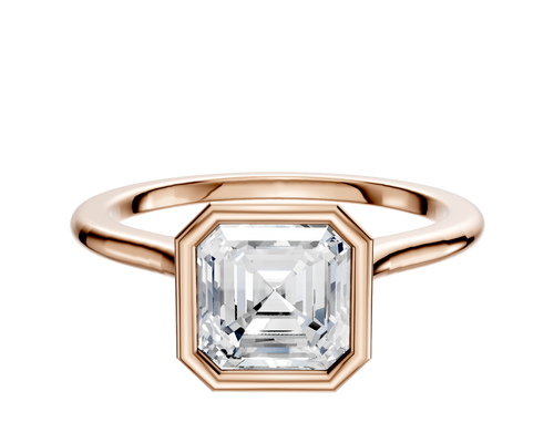 14K Rose Gold Bezel Full Bezel North/South Cathedral Dome 1.5mm Engagement Ring