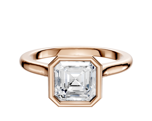 14K Rose Gold Bezel Full Bezel North/South Cathedral Dome 2.0mm Engagement Ring