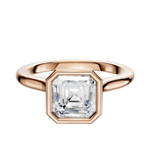 14K Rose Gold Bezel Full Bezel North/South Cathedral Dome 2.0mm Engagement Ring