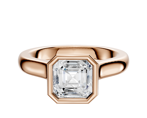 14K Rose Gold Bezel Full Bezel North/South Cathedral Dome 3.0mm Engagement Ring