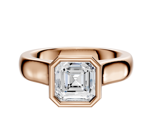 14K Rose Gold Bezel Full Bezel North/South Cathedral Dome 4.0mm Engagement Ring