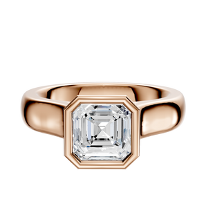 14K Rose Gold Bezel Full Bezel North/South Cathedral Dome 4.0mm Engagement Ring