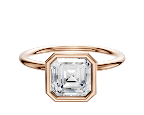 14K Rose Gold Bezel Full Bezel North/South Classic Dome 1.5mm Engagement Ring