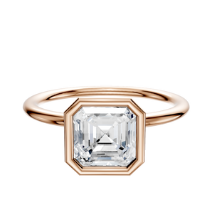 14K Rose Gold Bezel Full Bezel North/South Classic Dome 1.5mm Engagement Ring