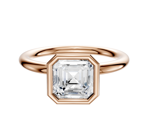 14K Rose Gold Bezel Full Bezel North/South Classic Dome 2.0mm Engagement Ring
