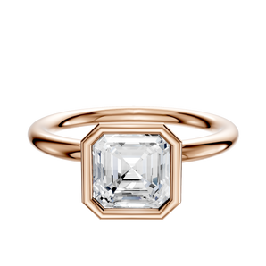 14K Rose Gold Bezel Full Bezel North/South Classic Dome 2.0mm Engagement Ring