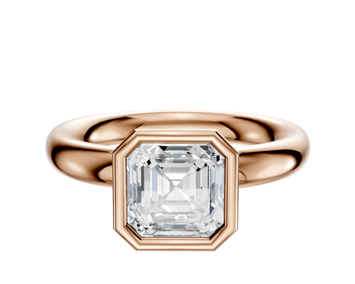 14K Rose Gold Bezel Full Bezel North/South Classic Dome 3.0mm Engagement Ring