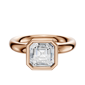 14K Rose Gold Bezel Full Bezel North/South Classic Dome 3.0mm Engagement Ring