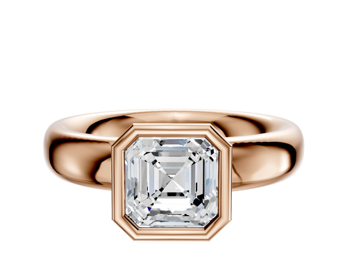 14K Rose Gold Bezel Full Bezel North/South Classic Dome 4.0mm Engagement Ring