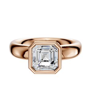 14K Rose Gold Bezel Full Bezel North/South Classic Dome 4.0mm Engagement Ring