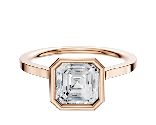 14K Rose Gold Bezel Full Bezel North/South Cathedral Flat 1.5mm Engagement Ring