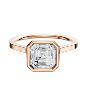 14K Rose Gold Bezel Full Bezel North/South Cathedral Flat 1.5mm Engagement Ring