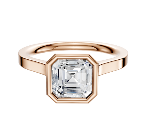 14K Rose Gold Bezel Full Bezel North/South Cathedral Flat 2.0mm Engagement Ring