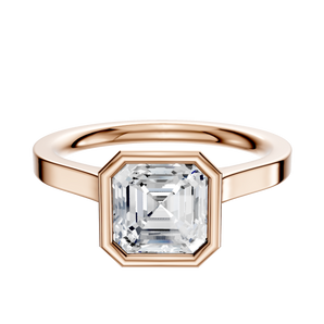 14K Rose Gold Bezel Full Bezel North/South Cathedral Flat 2.0mm Engagement Ring