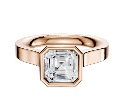 14K Rose Gold Bezel Full Bezel North/South Cathedral Flat 3.0mm Engagement Ring