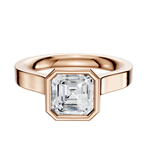 14K Rose Gold Bezel Full Bezel North/South Cathedral Flat 3.0mm Engagement Ring