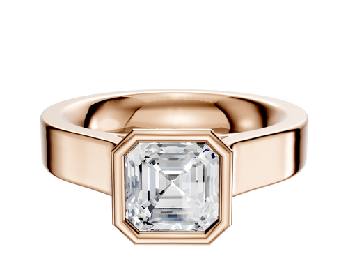 14K Rose Gold Bezel Full Bezel North/South Cathedral Flat 4.0mm Engagement Ring