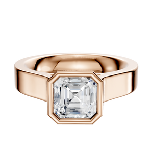 14K Rose Gold Bezel Full Bezel North/South Cathedral Flat 4.0mm Engagement Ring