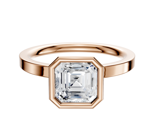 14K Rose Gold Bezel Full Bezel North/South Classic Flat 2.0mm Engagement Ring