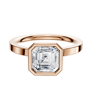 14K Rose Gold Bezel Full Bezel North/South Classic Flat 2.0mm Engagement Ring