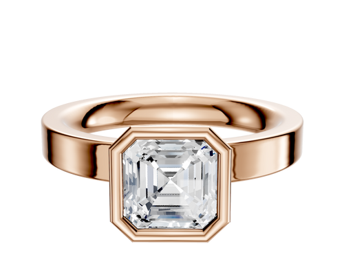 14K Rose Gold Bezel Full Bezel North/South Classic Flat 3.0mm Engagement Ring