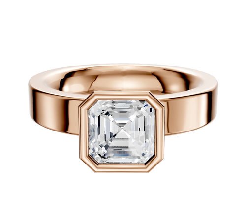 14K Rose Gold Bezel Full Bezel North/South Classic Flat 4.0mm Engagement Ring