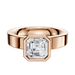 14K Rose Gold Bezel Full Bezel North/South Classic Flat 4.0mm Engagement Ring