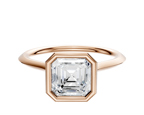 14K Rose Gold Bezel Full Bezel North/South Cathedral Knife Edge 1.5mm Engagement Ring
