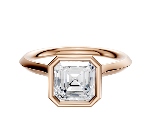 14K Rose Gold Bezel Full Bezel North/South Cathedral Knife Edge 2.0mm Engagement Ring