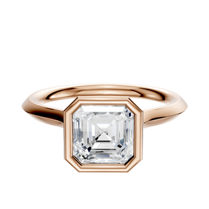 14K Rose Gold Bezel Full Bezel North/South Cathedral Knife Edge 2.0mm Engagement Ring