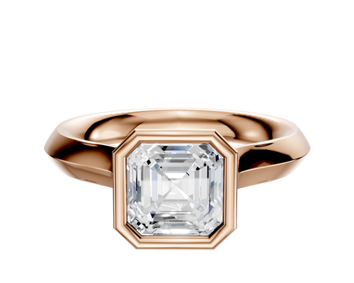 14K Rose Gold Bezel Full Bezel North/South Cathedral Knife Edge 3.0mm Engagement Ring