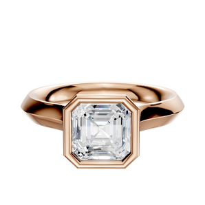 14K Rose Gold Bezel Full Bezel North/South Cathedral Knife Edge 3.0mm Engagement Ring