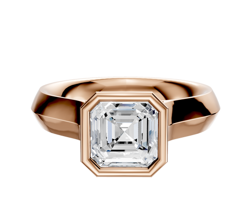 14K Rose Gold Bezel Full Bezel North/South Cathedral Knife Edge 4.0mm Engagement Ring