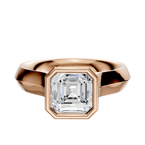 14K Rose Gold Bezel Full Bezel North/South Cathedral Knife Edge 4.0mm Engagement Ring