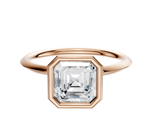 14K Rose Gold Bezel Full Bezel North/South Classic Knife Edge 1.5mm Engagement Ring
