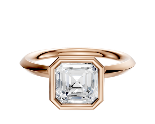 14K Rose Gold Bezel Full Bezel North/South Classic Knife Edge 2.0mm Engagement Ring