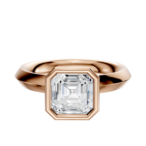 14K Rose Gold Bezel Full Bezel North/South Classic Knife Edge 3.0mm Engagement Ring