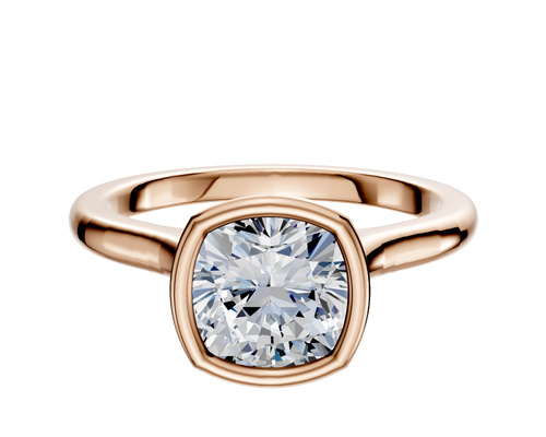 14K Rose Gold Bezel Full Bezel North/South Cathedral Dome 2.0mm Engagement Ring