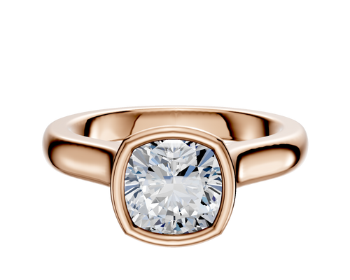 14K Rose Gold Bezel Full Bezel North/South Cathedral Dome 3.0mm Engagement Ring