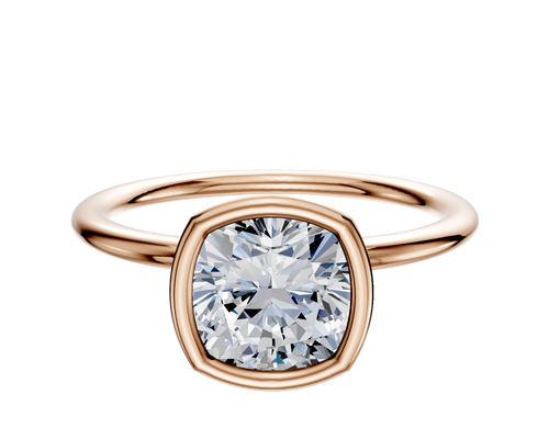 14K Rose Gold Bezel Full Bezel North/South Classic Dome 1.5mm Engagement Ring