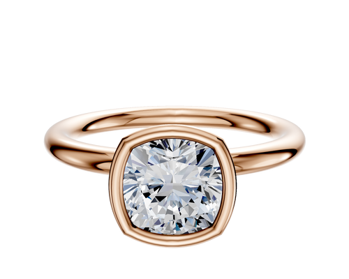 14K Rose Gold Bezel Full Bezel North/South Classic Dome 2.0mm Engagement Ring