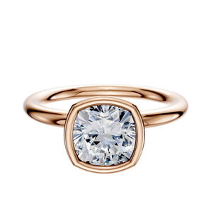 14K Rose Gold Bezel Full Bezel North/South Classic Dome 2.0mm Engagement Ring